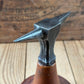 Y1301 CUTE! Antique small French JEWELLERS metalworking ANVIL on a wooden base