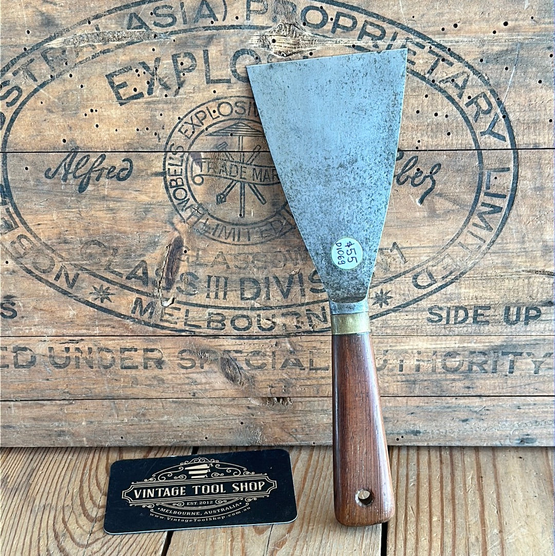 D1069 Vintage SHEFFIELD MADE spring STEEL SPATULA Scraper with Rosewood handle