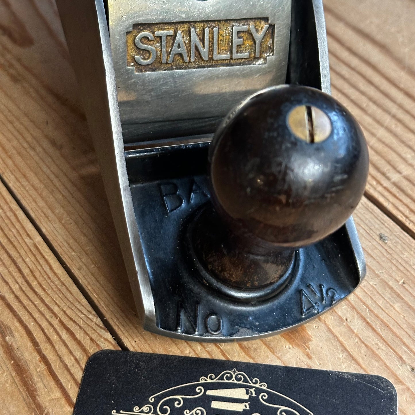 H2487 TIDY! Vintage STANLEY England No.4 1/2 smoothing PLANE IOB