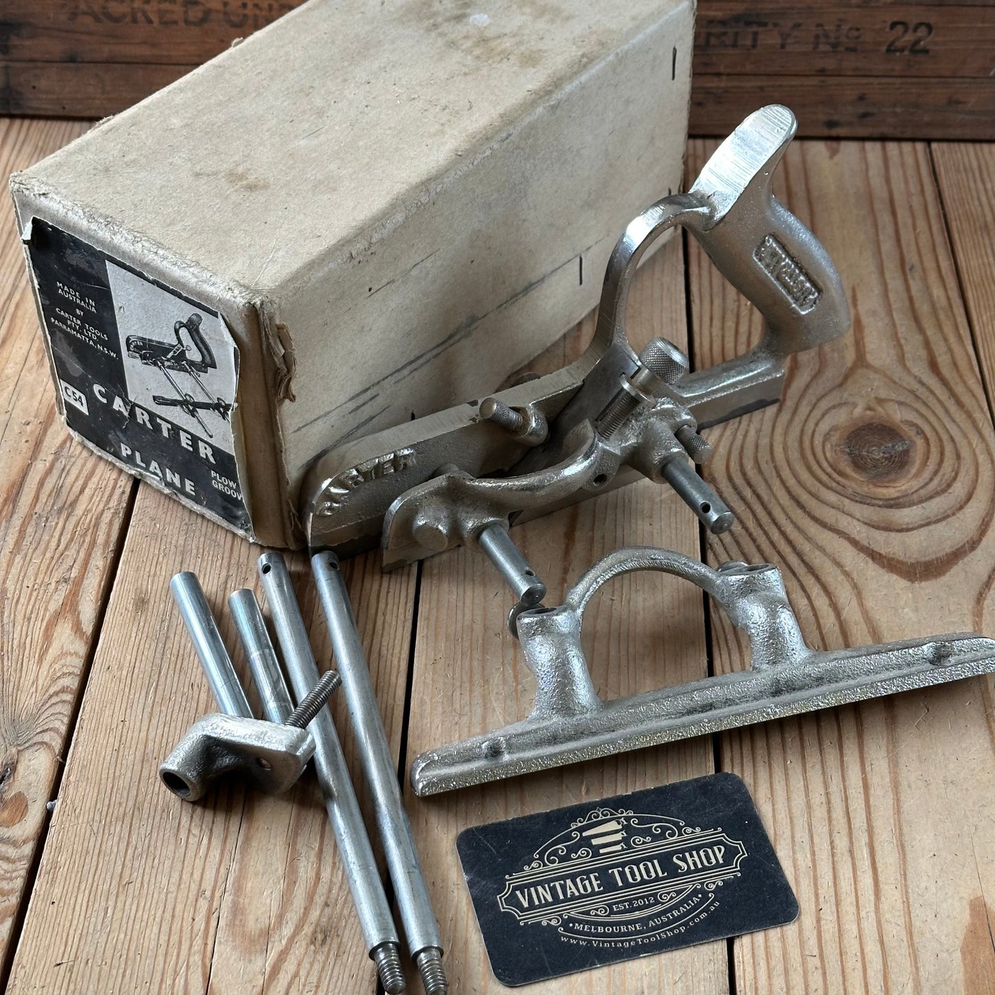 N894 Vintage 1945-1955 CARTER Australia No:C54 plow & groover + 7 x cutters PLANE IOB
