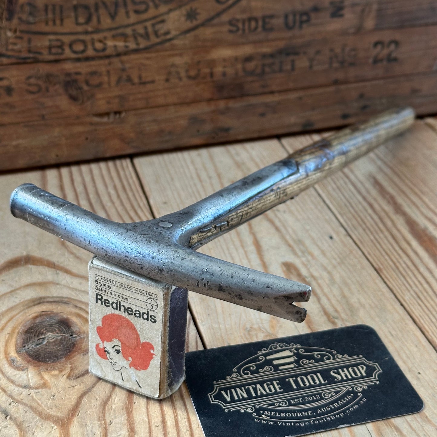 D2129 Vintage UPHOLSTERERS or SADDLERS HAMMER with a strapped head