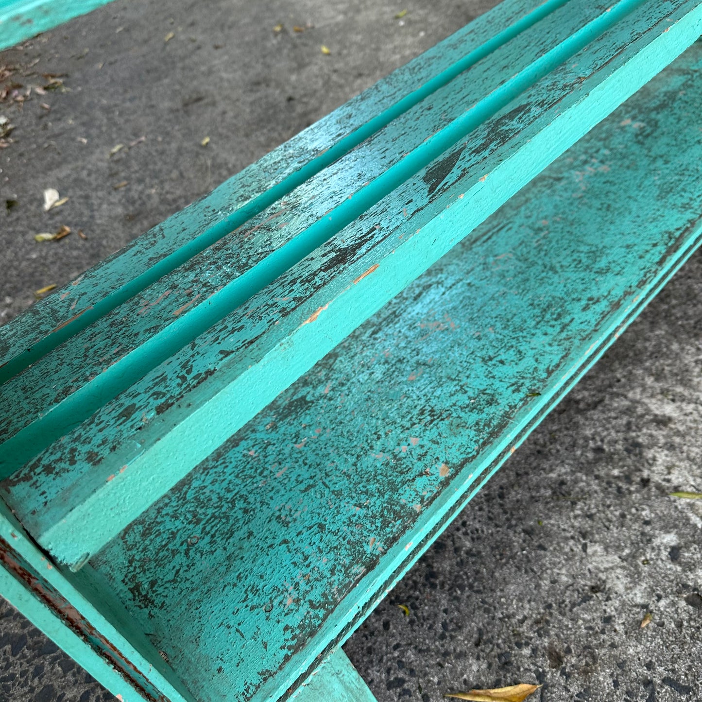 H2383 Vintage distressed shabby chic depression era GREEN Pine SHELVES