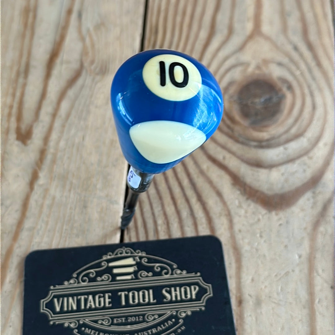 TR133 Repurposed Blue /white “10” POOL BALL awl by Tony Ralph