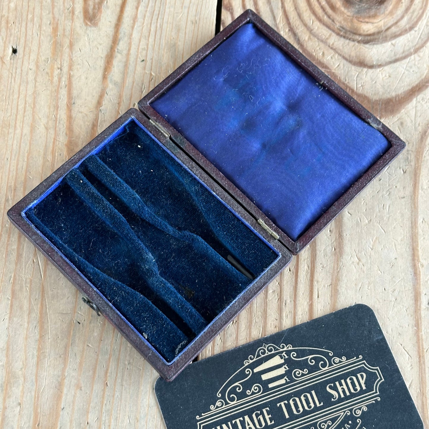 SOLD. H1954 Antique small fancy DRAFTING tools DRAWING SET in leather box & 1814 envelope-letter