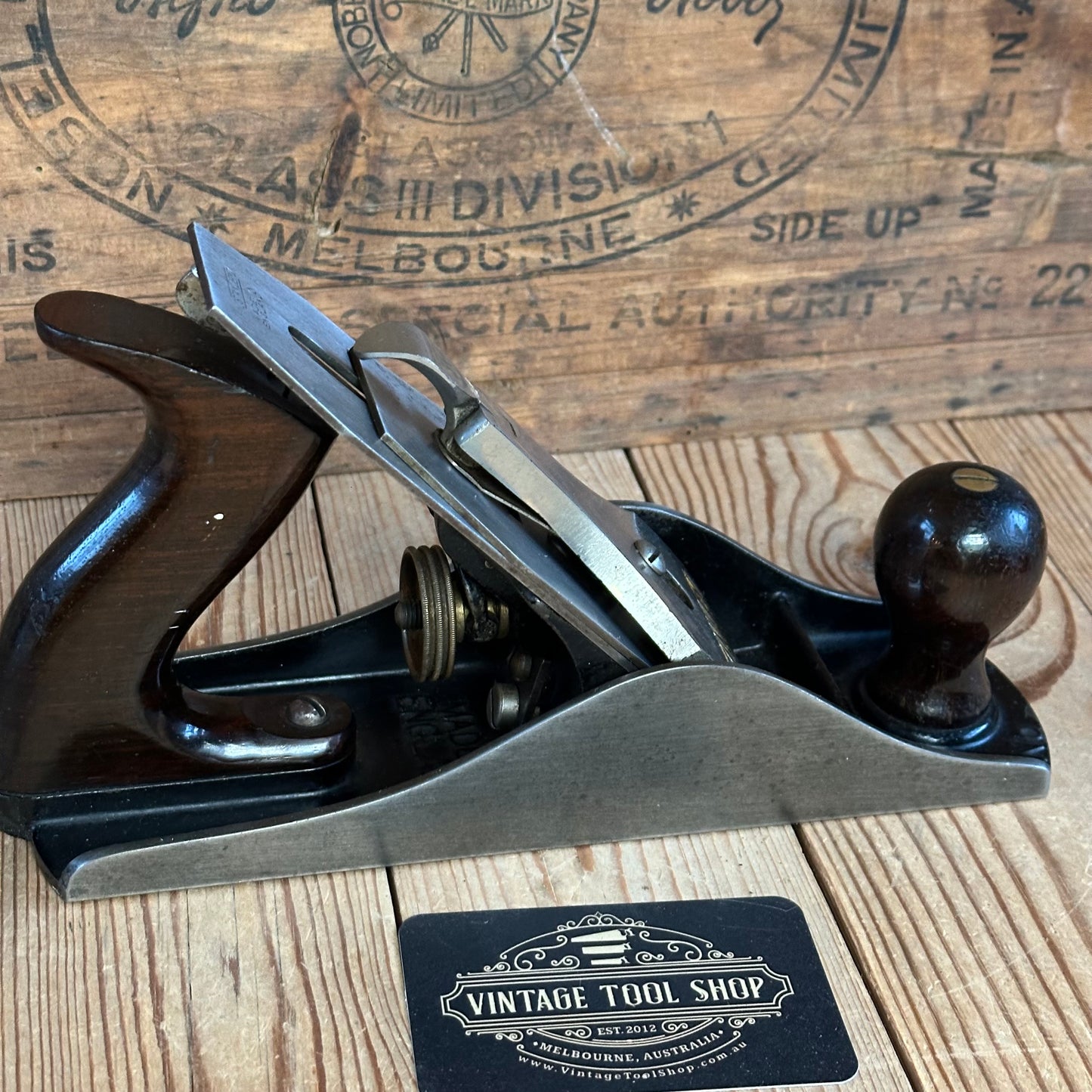 H2487 TIDY! Vintage STANLEY England No.4 1/2 smoothing PLANE IOB