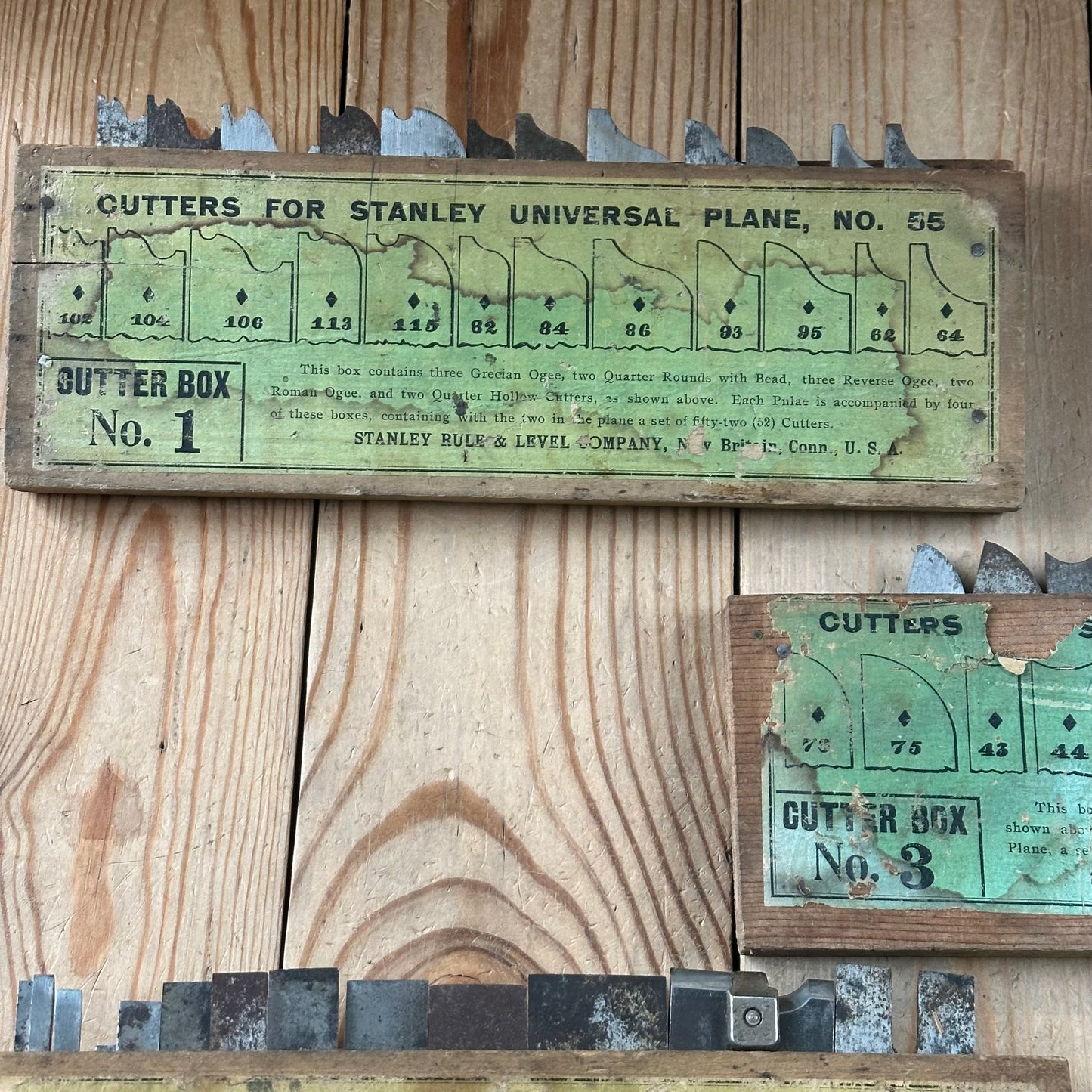 N1708 Antique 4 x boxes of STANLEY USA No.55 Combination PLANE CUTTERS