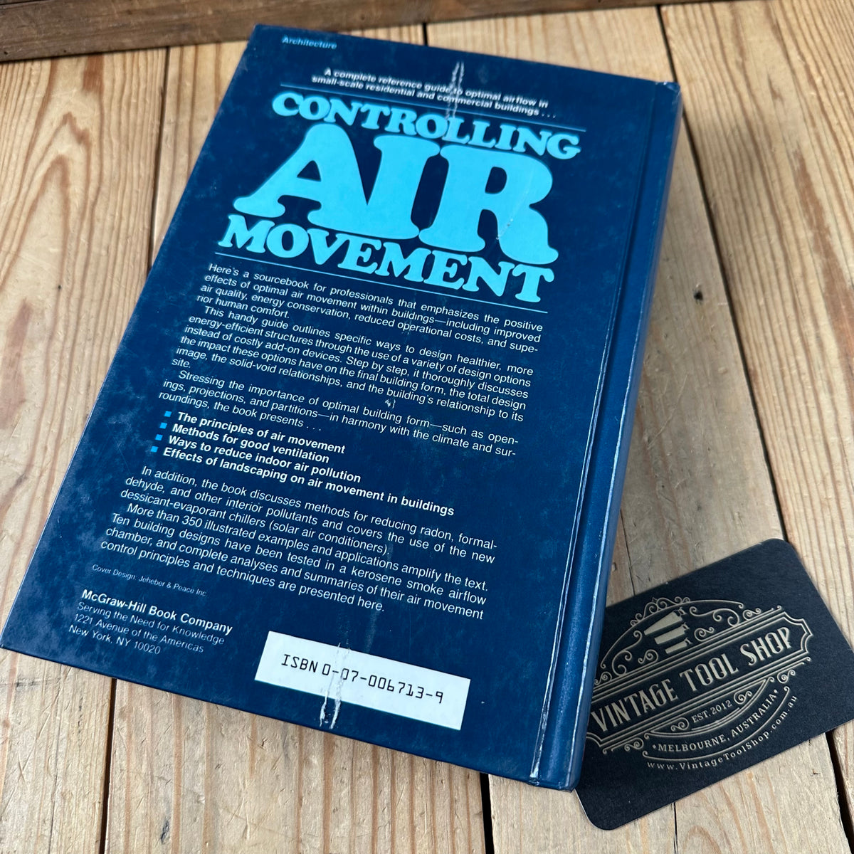 N2024 Vintage 1987 BOOK CONTROLLING AIR MOVEMENT, a manual for Architects and Builders by T.S.Boutet
