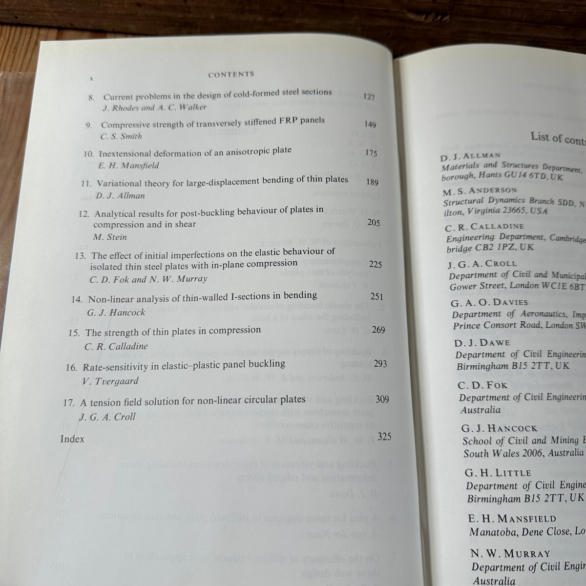 N2027 Vintage 1985 BOOK ASPECTS of the ANALYSIS of PLATE STRUCTURES edited by D.J.Dawe, R.W.Horsington, A.G.Kamtekar & G.H.Little