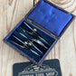 SOLD. H1954 Antique small fancy DRAFTING tools DRAWING SET in leather box & 1814 envelope-letter