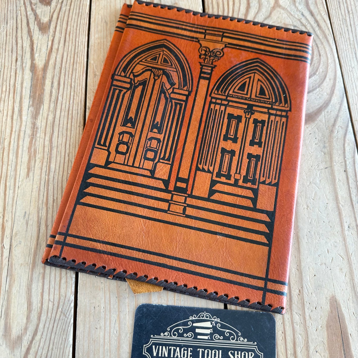 VD2258 Vintage 1970s Tallinn LEATHER BOOK notebook journal diary COVER handmade in Estonia