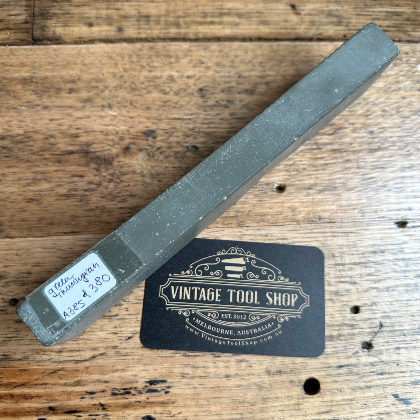 A385 Vintage rare 8” GREEN German THURINGIAN slate Razor HONE sharpening stone waterstone