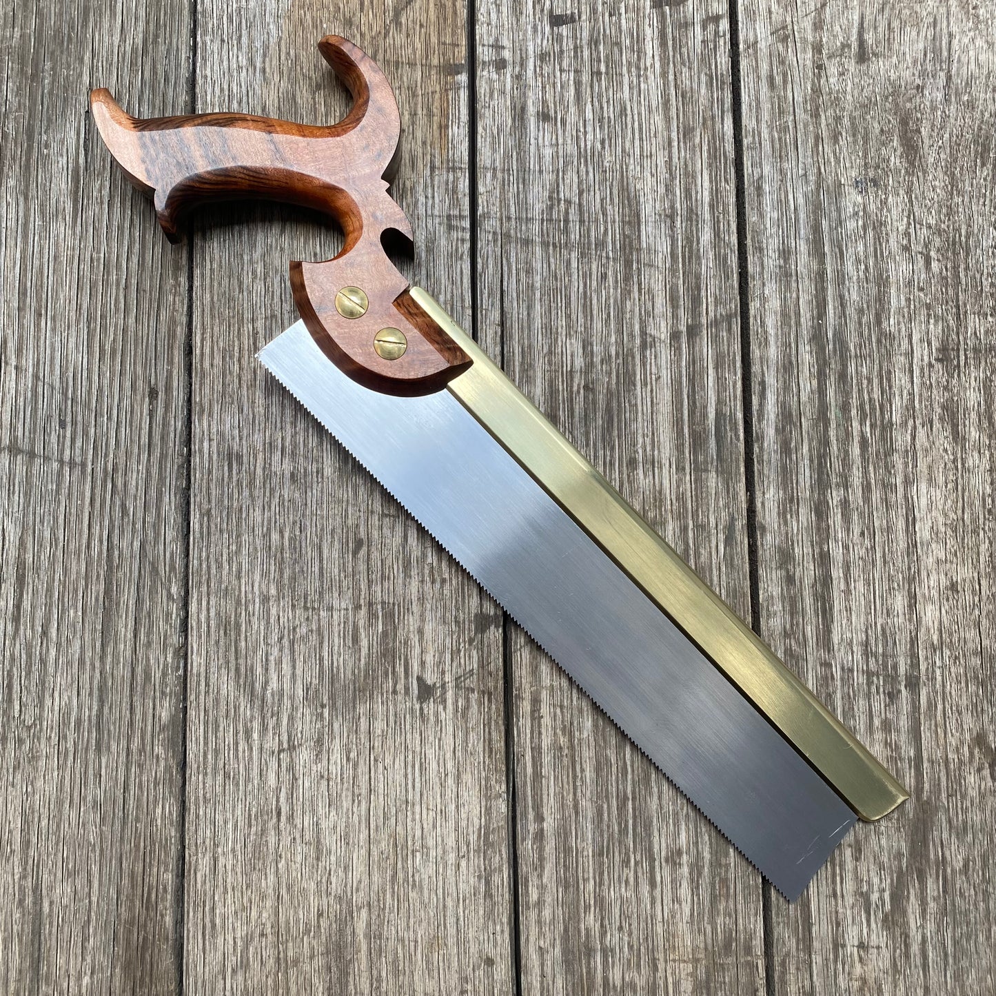 VHS190 HERITAGE SAWS Custom 12” FITZROY model 14ppi rip DOVETAIL SAW with a QUILTED TIGER MYRTLE handle