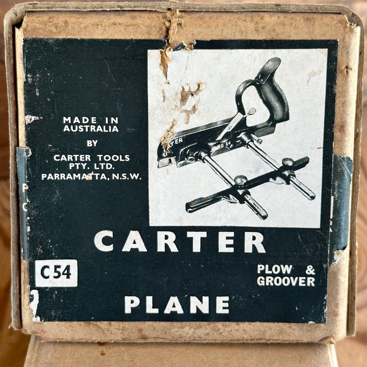 N1282 Vintage COLLECTOR GRADE CARTER Australia No:C54 plow & groover PLANE with 8 x cutters IOB