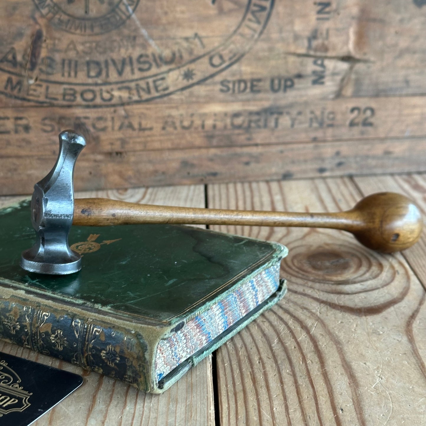 SOLD. D1856 GORGEOUS! Vintage small jewellers silversmiths Metalwork HAMMER by THEWLIS & Co