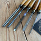 T9438 Vintage set of 5 x MARPLES woodcarving CARVING Vee GOUGES & chisels BOXWOOD Handles