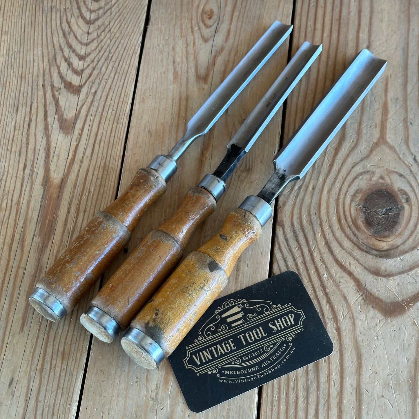 N341 Vintage set of 3 x TITAN AUSTRALIA Gouge CHISELS