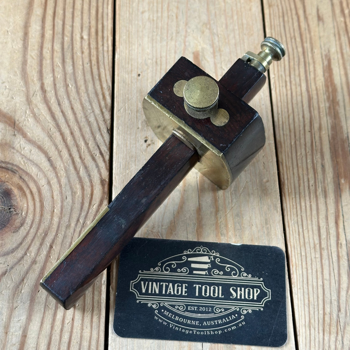 H2568 GORGEOUS! Vintage DISSTON USA No:95 BRASS & Rosewood Mortise GAUGE