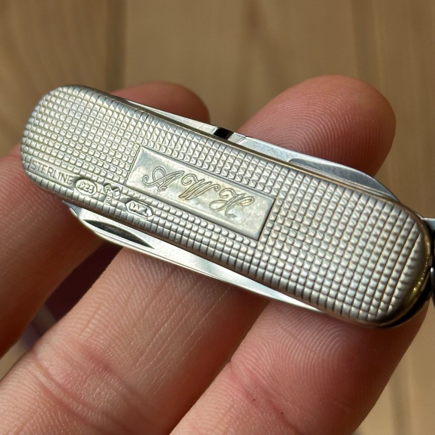 K51 Vintage engraved Victorinox SWISS 925 Barleycorn Pattern STERLING SILVER Tool SWISS ARMY KNIFE