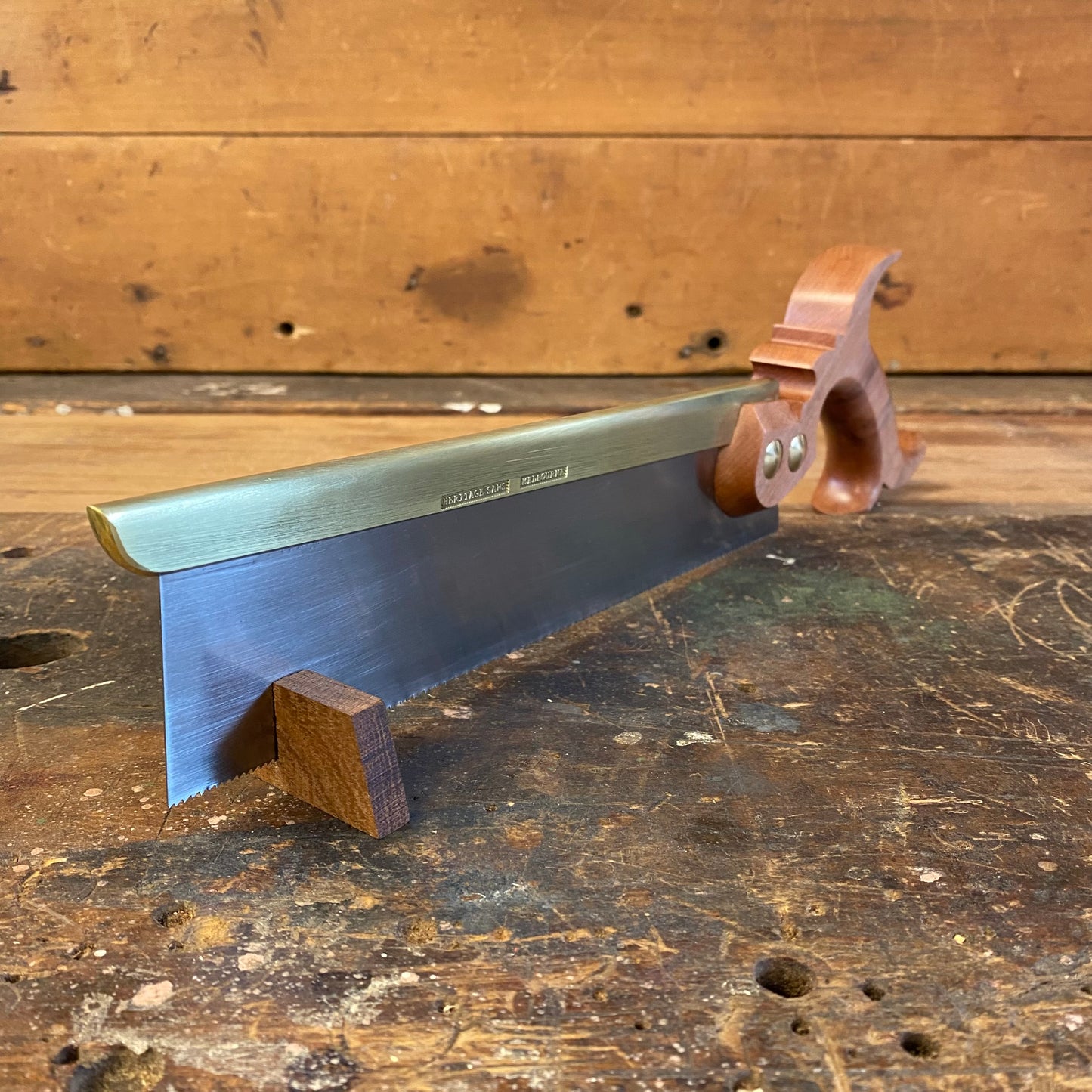 VHS19 HERITAGE SAWS Custom 10” CARLTON model 15 ppi DOVETAIL SAW with TAS MYRTLE Handle