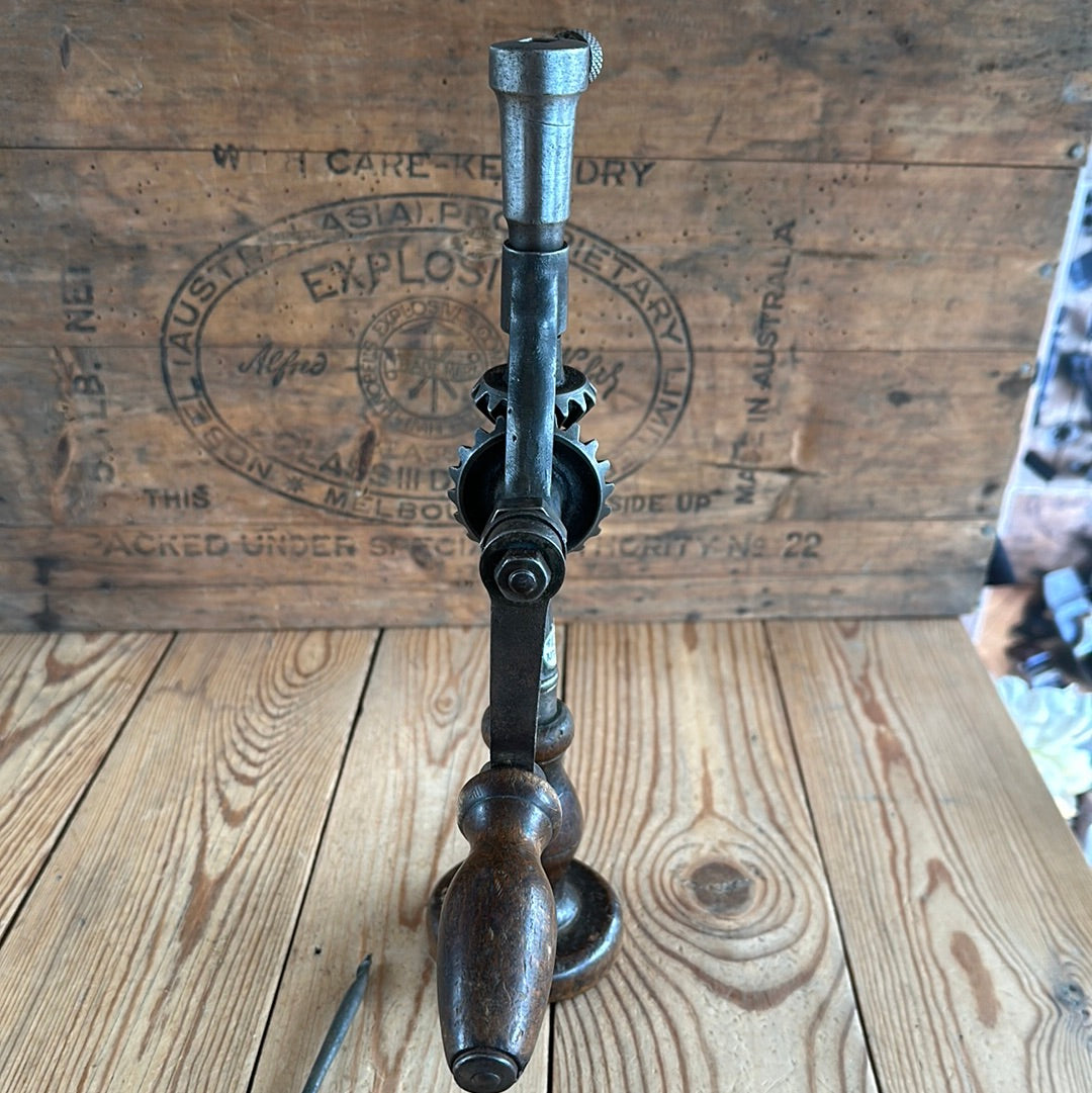 SOLD N701 Vintage ornate iron frame HAND DRILL & drill bit