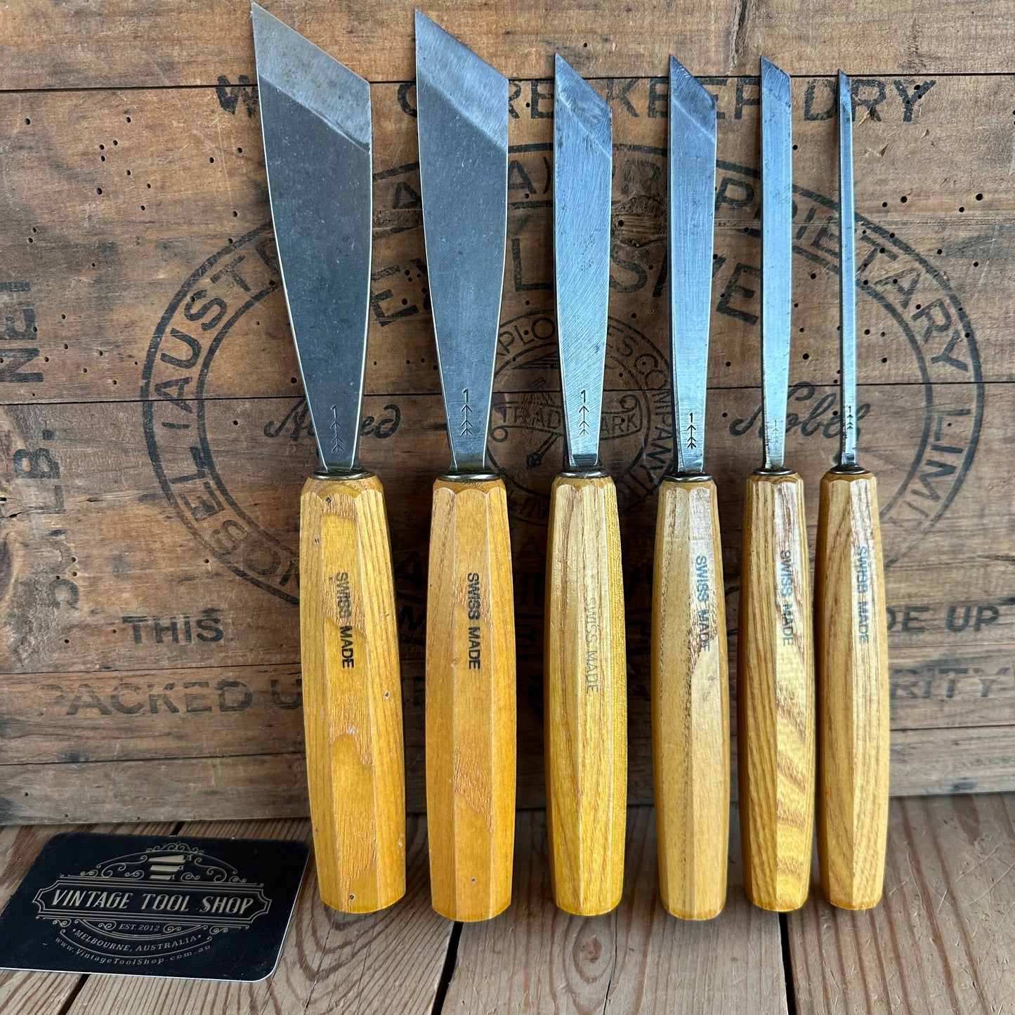 N1962 Contemporary PFEIL SWISS Switzerland 6 x SKEW carving CHISELS