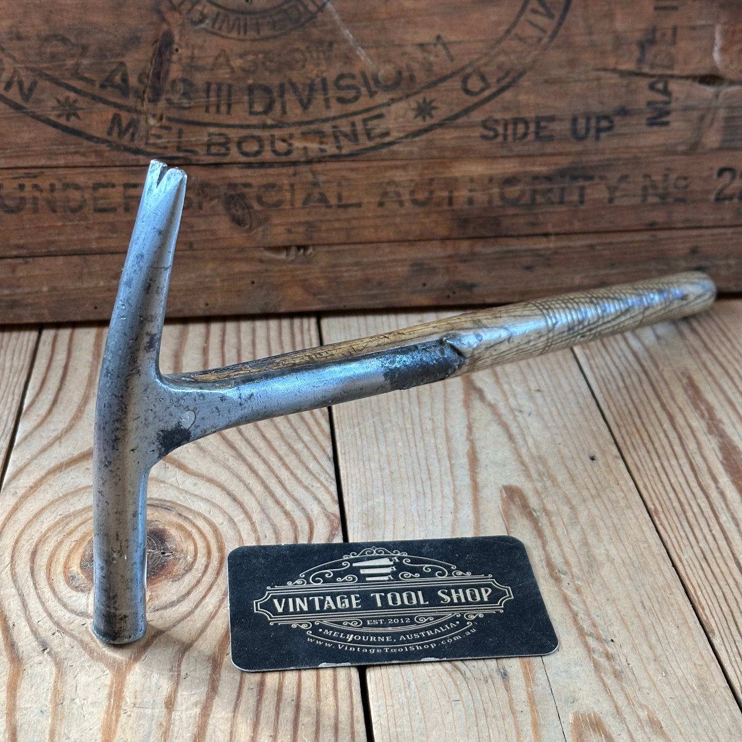 D2129 Vintage UPHOLSTERERS or SADDLERS HAMMER with a strapped head