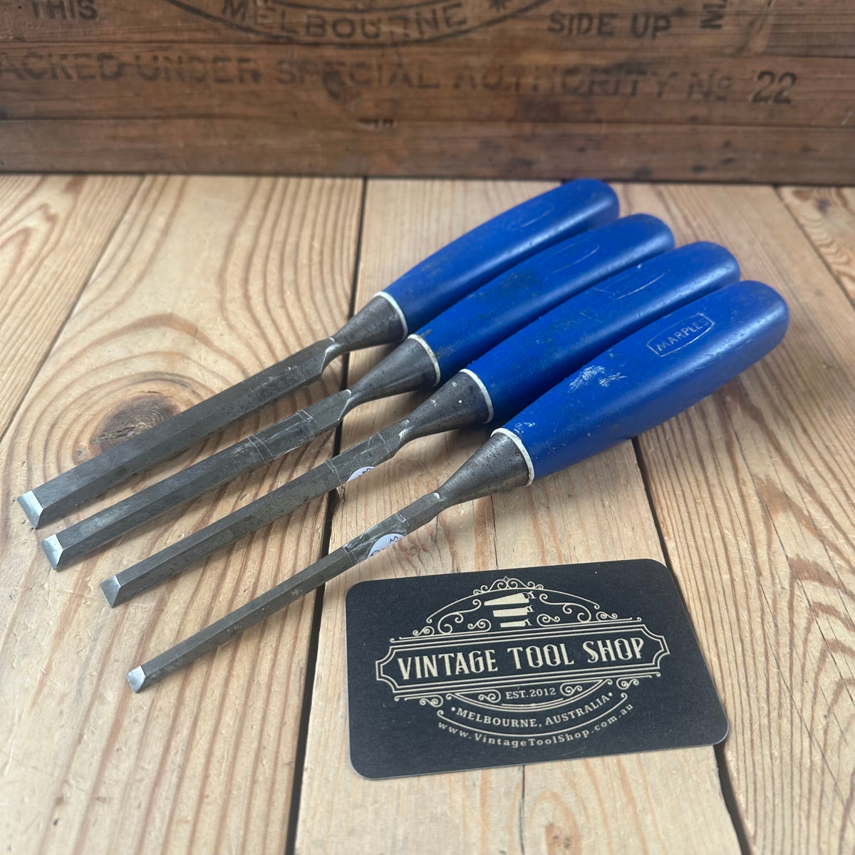 H2643 Vintage Set of 4 x MARPLES Bevelled CHISELS