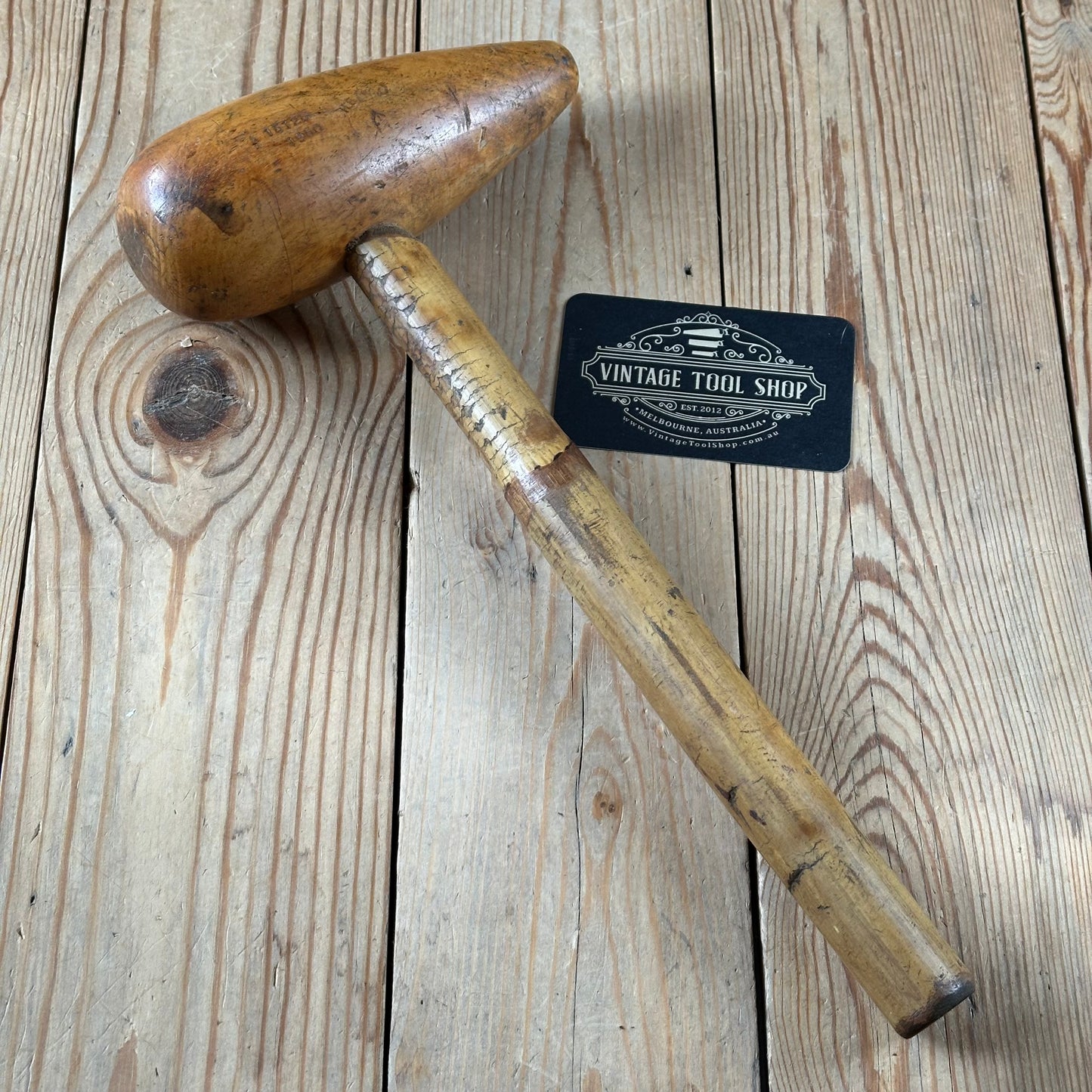 H2451 Vintage 1950 Korean War LIGNUM Lead BOSSING MALLET plumbers mallet
