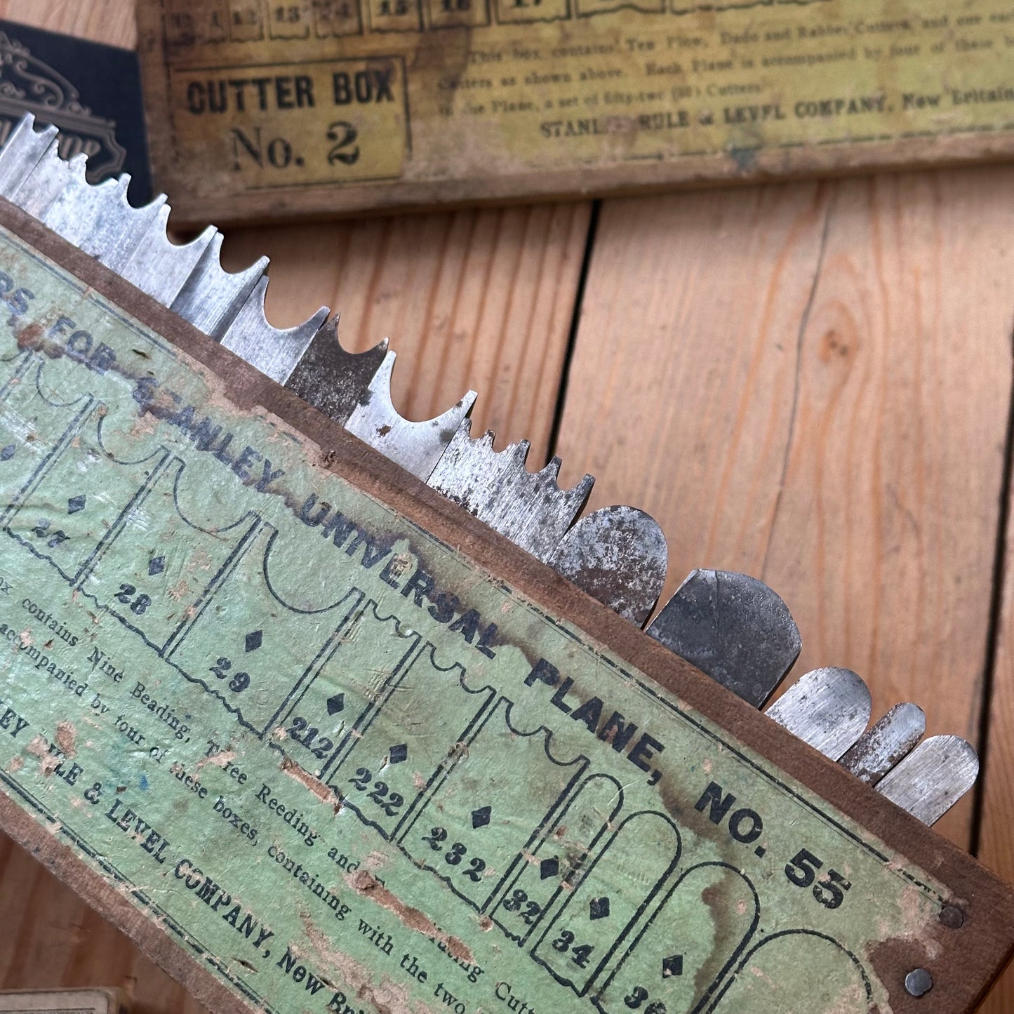 N1708 Antique 4 x boxes of STANLEY USA No.55 Combination PLANE CUTTERS
