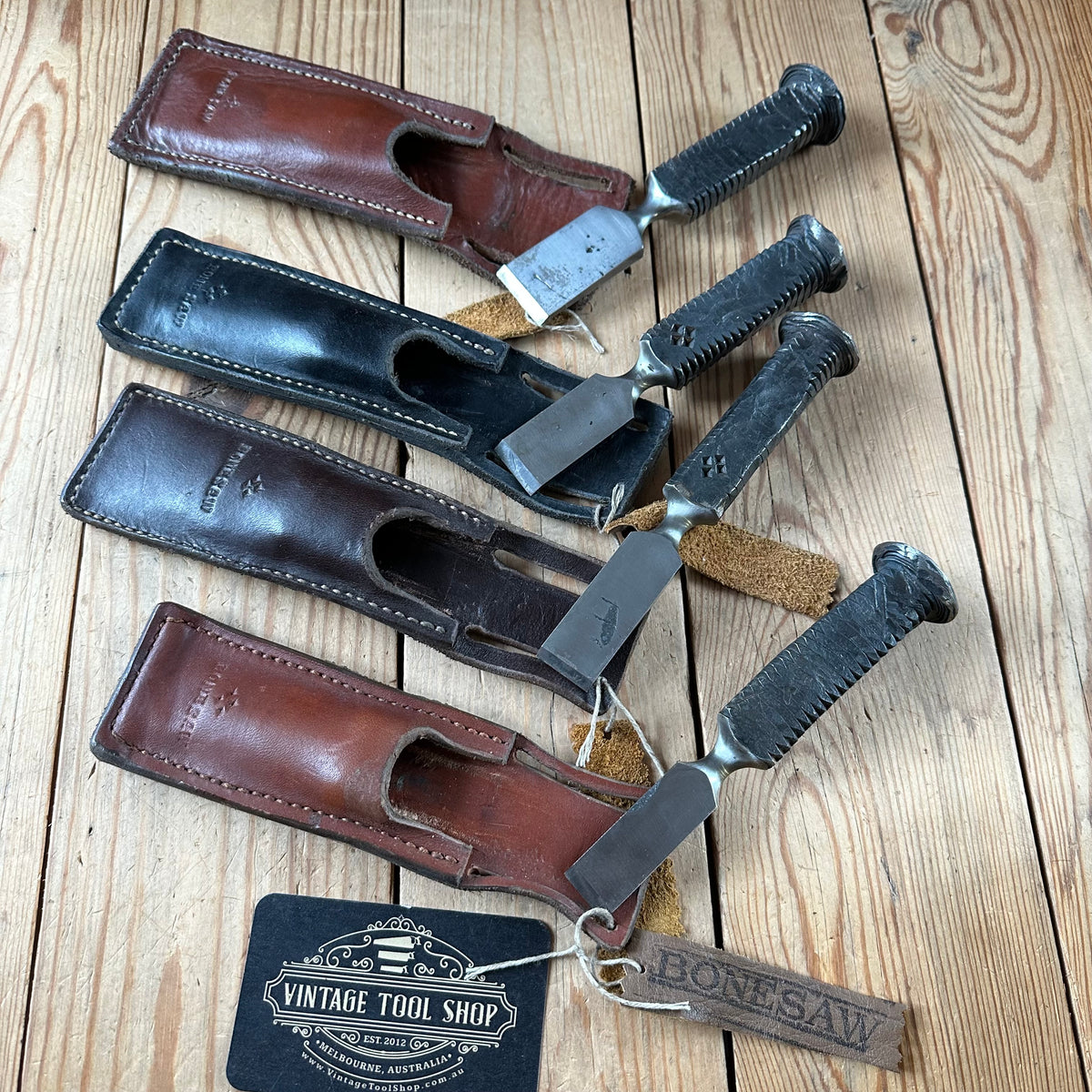 JMB18-JMB21 NEW! 1x Blacksmith made HAND FORGED high tensile steel CHISEL handmade genuine leather SHEATH. Made by BONESAW
