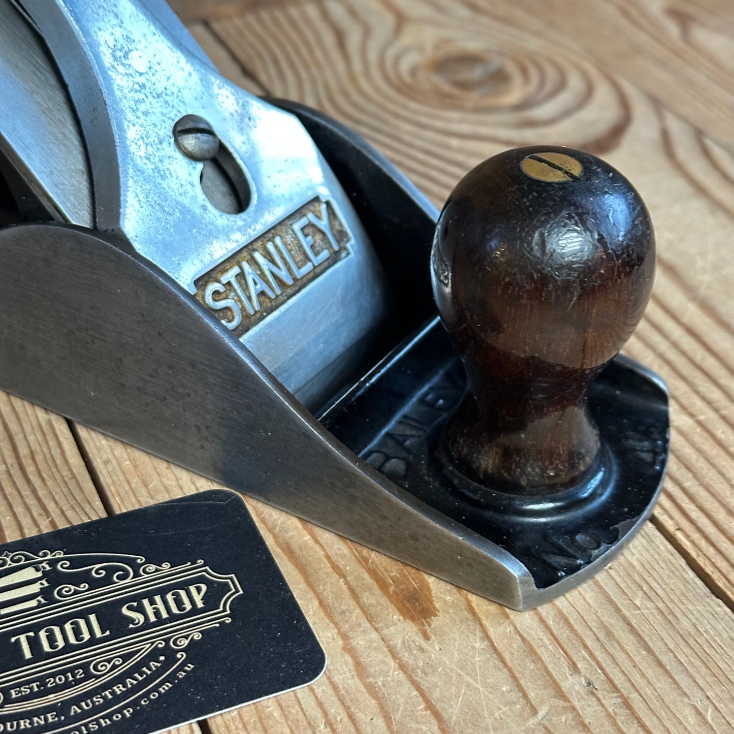 H2487 TIDY! Vintage STANLEY England No.4 1/2 smoothing PLANE IOB