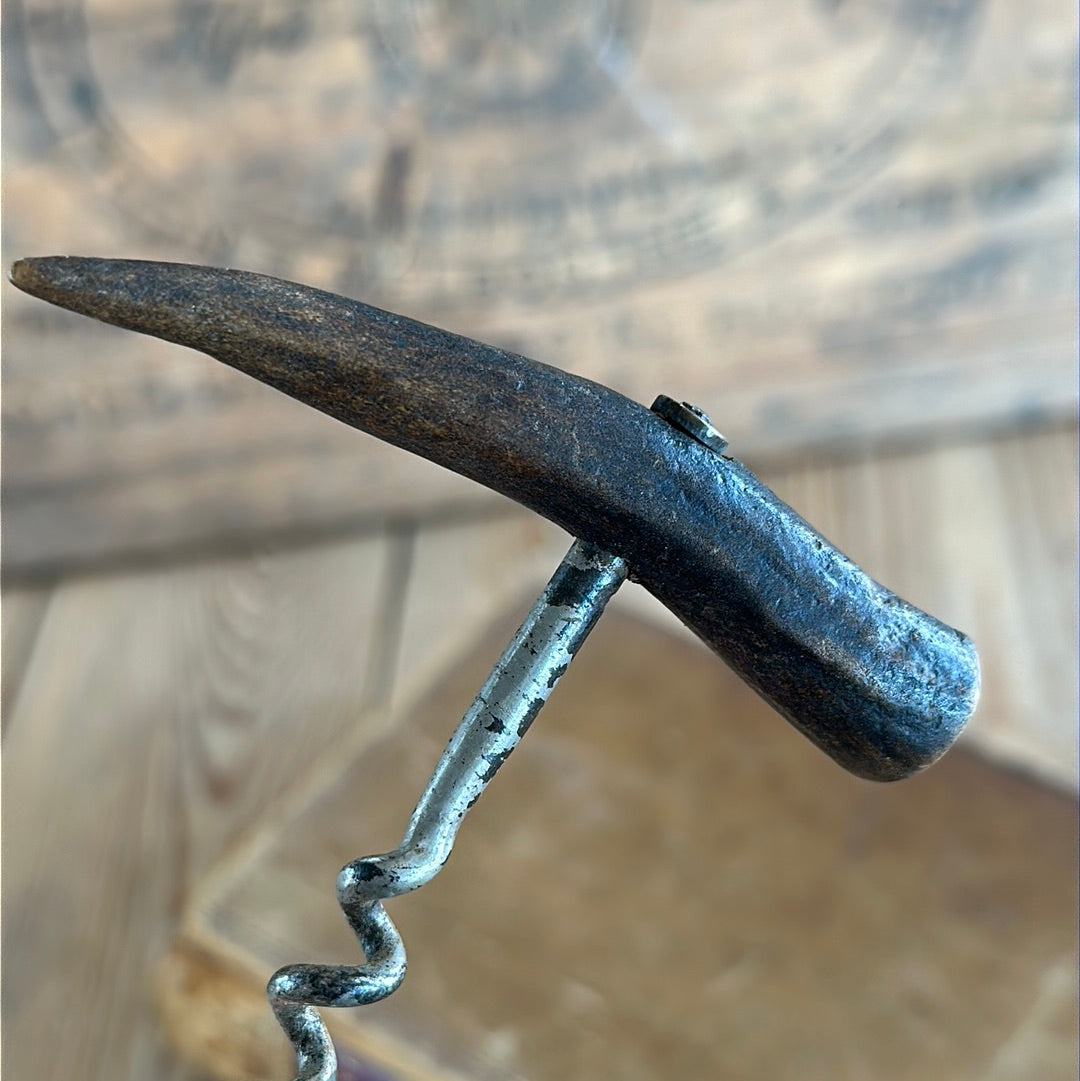 H869 Vintage small STAG ANTLER handle BOTTLE OPENER CORKSCREW