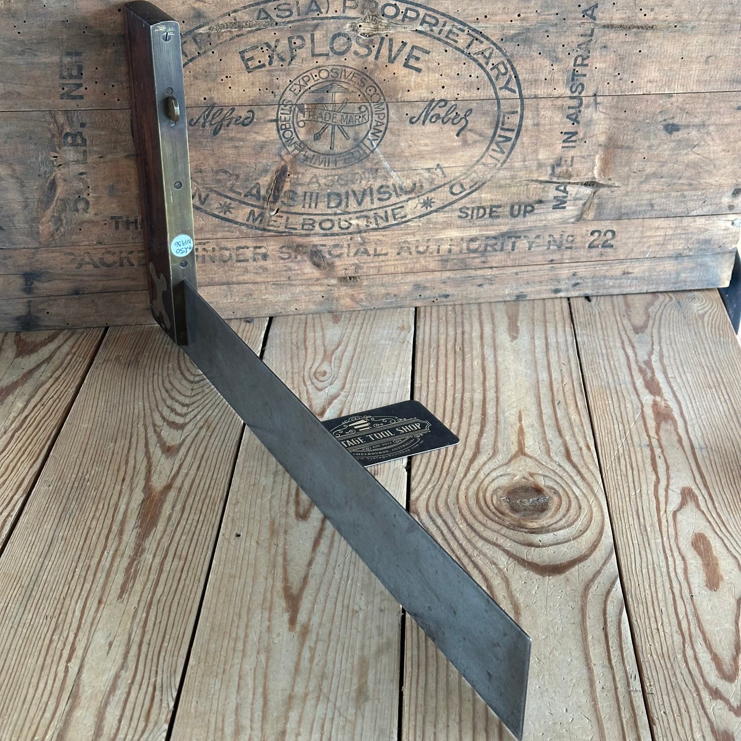 SOLD. N1936 SCARCE! Vintage STANLEY No:2 15” square with rest tab Sweetheart era ROSEWOOD & brass SQUARE