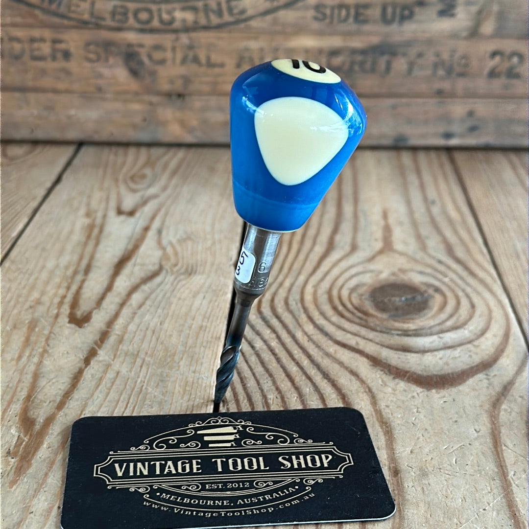 TR133 Repurposed Blue /white “10” POOL BALL awl by Tony Ralph