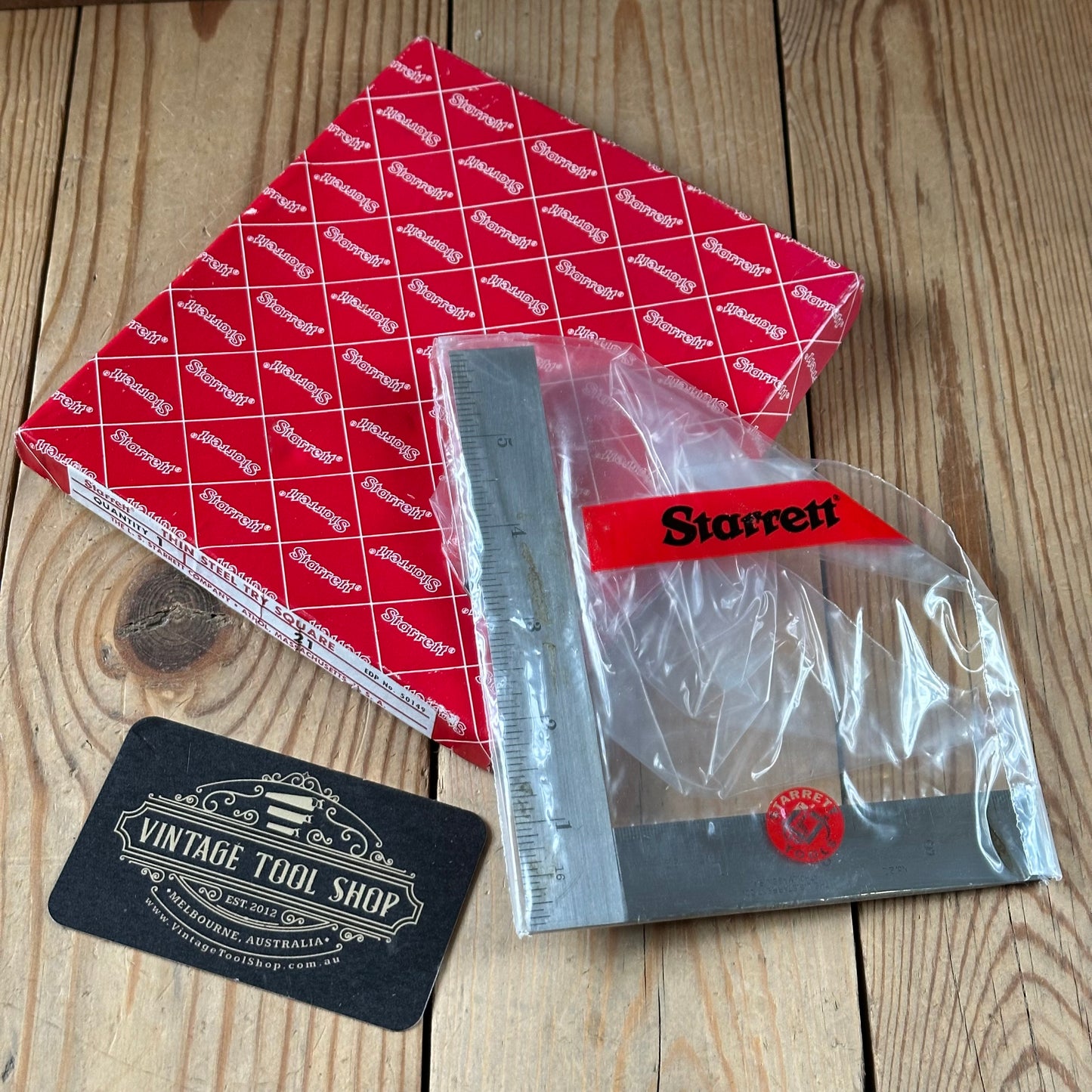 H2450 Vintage STARRETT USA No.21 thin steel metal SQUARE IOB