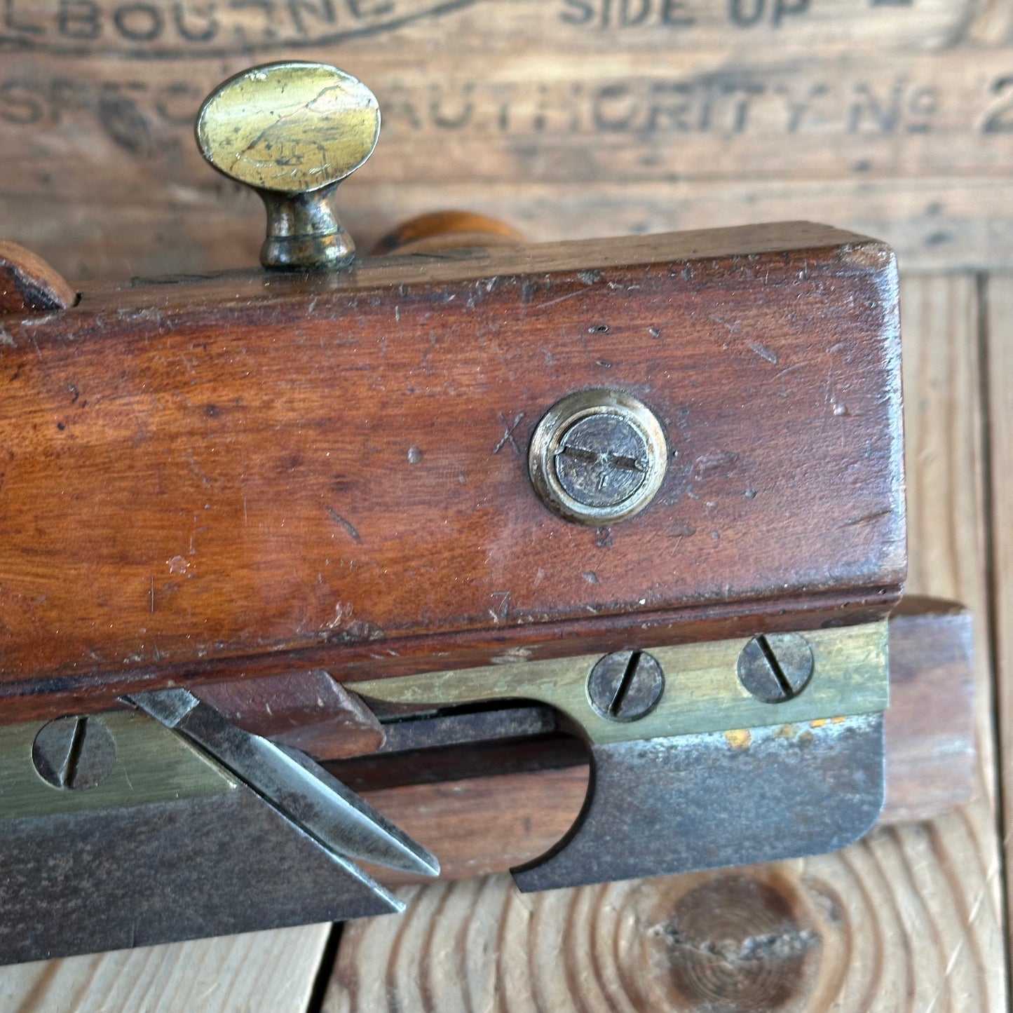 T8552 UNIQUE! Antique USER MADE Mahogany PLOUGH PLANE