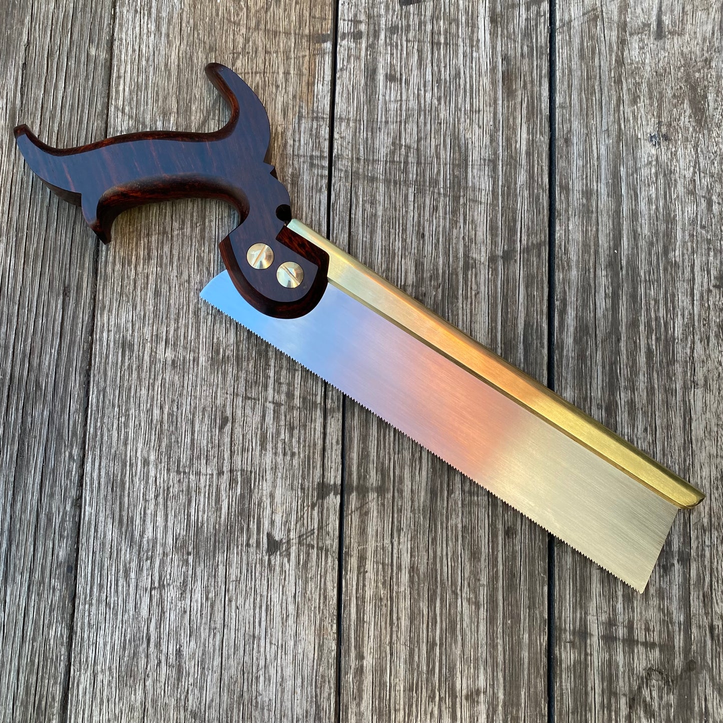 SOLD. VHS182 HERITAGE SAWS Custom 10” CARLTON model 15ppi DOVETAIL SAW with BRAZILIAN ROSEWOOD Handle