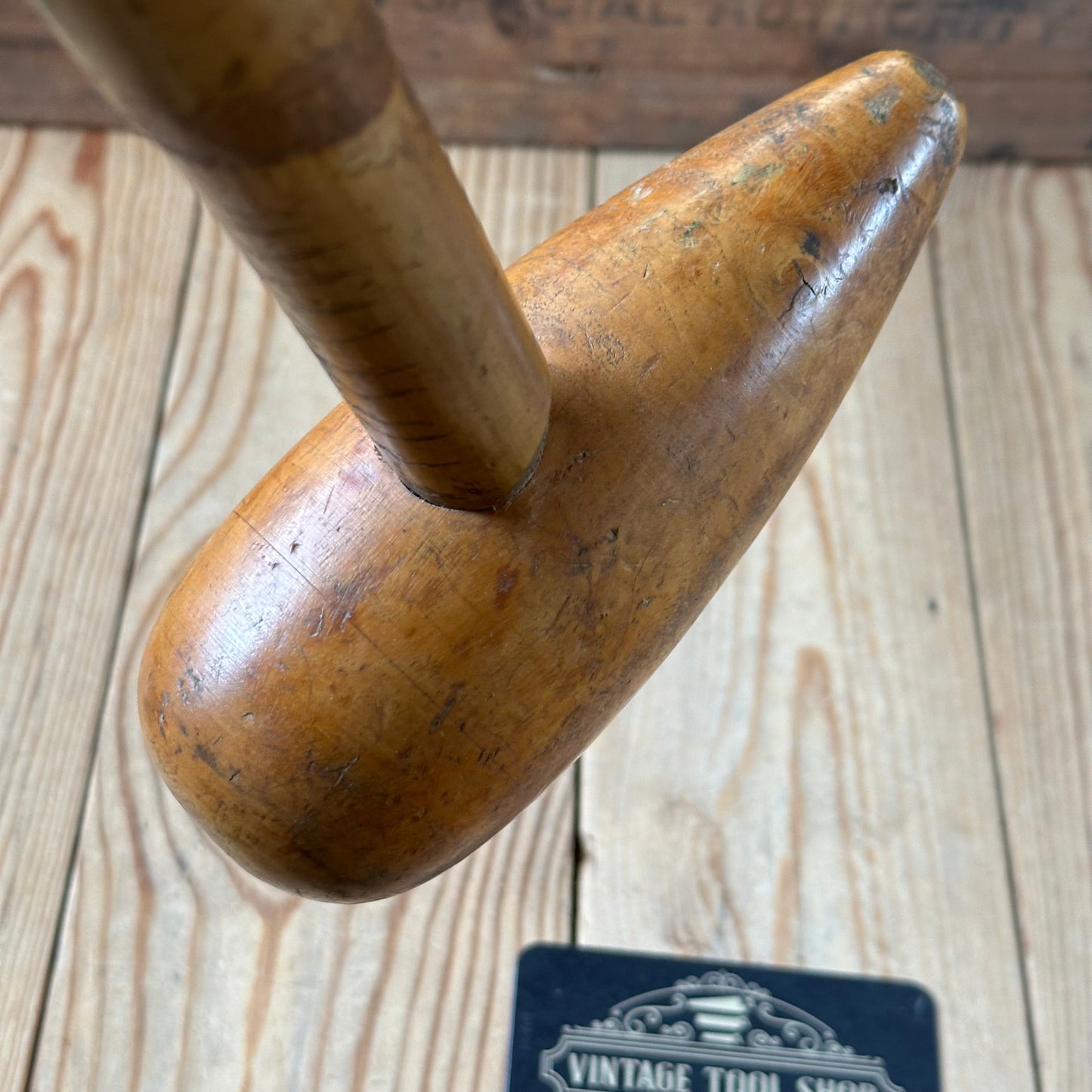 H2451 Vintage 1950 Korean War LIGNUM Lead BOSSING MALLET plumbers mallet