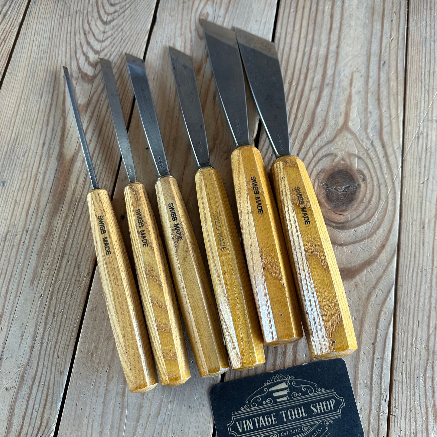 N1962 Contemporary PFEIL SWISS Switzerland 6 x SKEW carving CHISELS