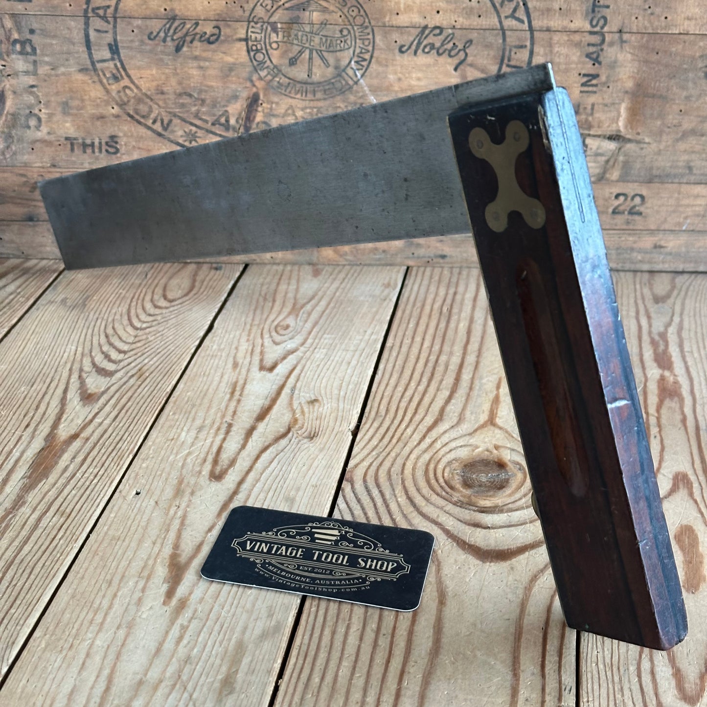 SOLD. N1936 SCARCE! Vintage STANLEY No:2 15” square with rest tab Sweetheart era ROSEWOOD & brass SQUARE