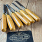 H2582 Vintage set of 6 MARPLES England Boxwood Handled Carving CHISELS including Skew & V-gouge