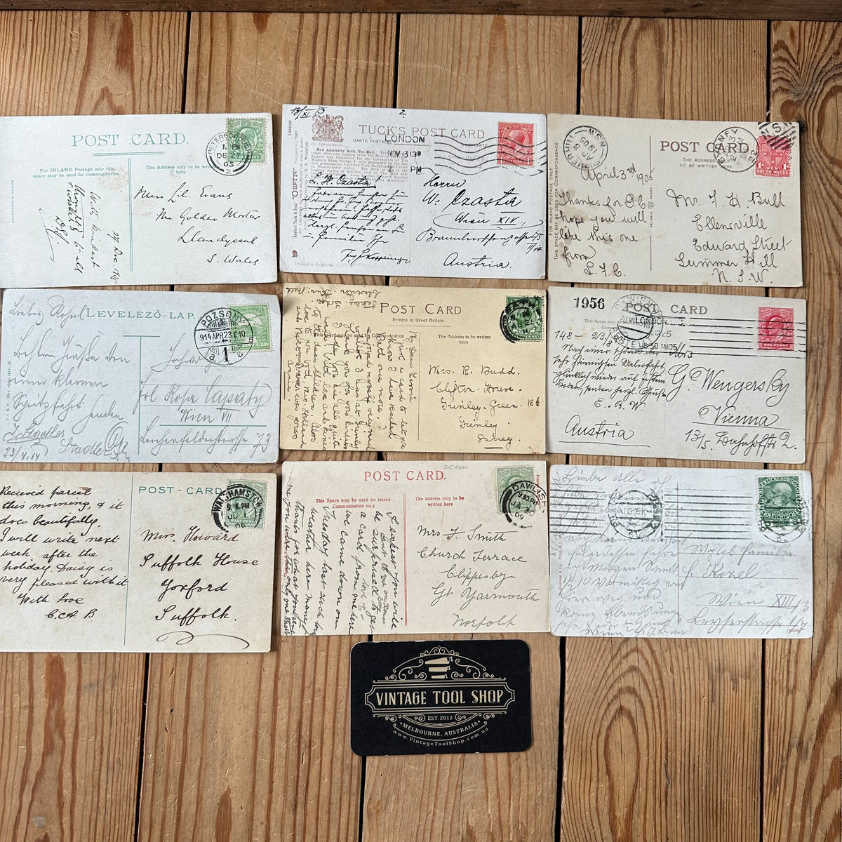VD0-17 Vintage 9x Vienna etc EUROPEAN POSTCARD series 1905-1923 stamps handwritten souvenir post cards junk journal diary collection
