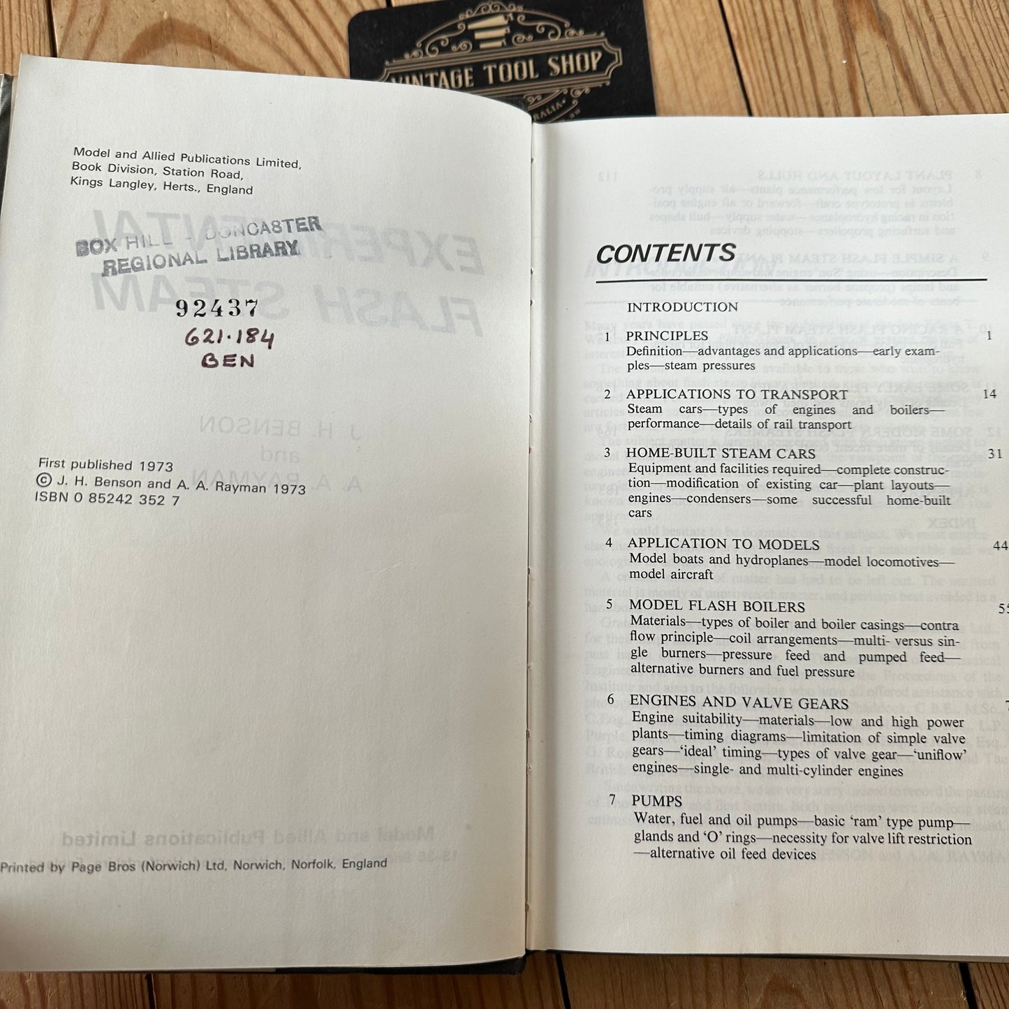 XBN33 Vintage 1973 EXPERIMENTAL FLASH STEAM BOOK by J.H.Benson & A.A.Rayman