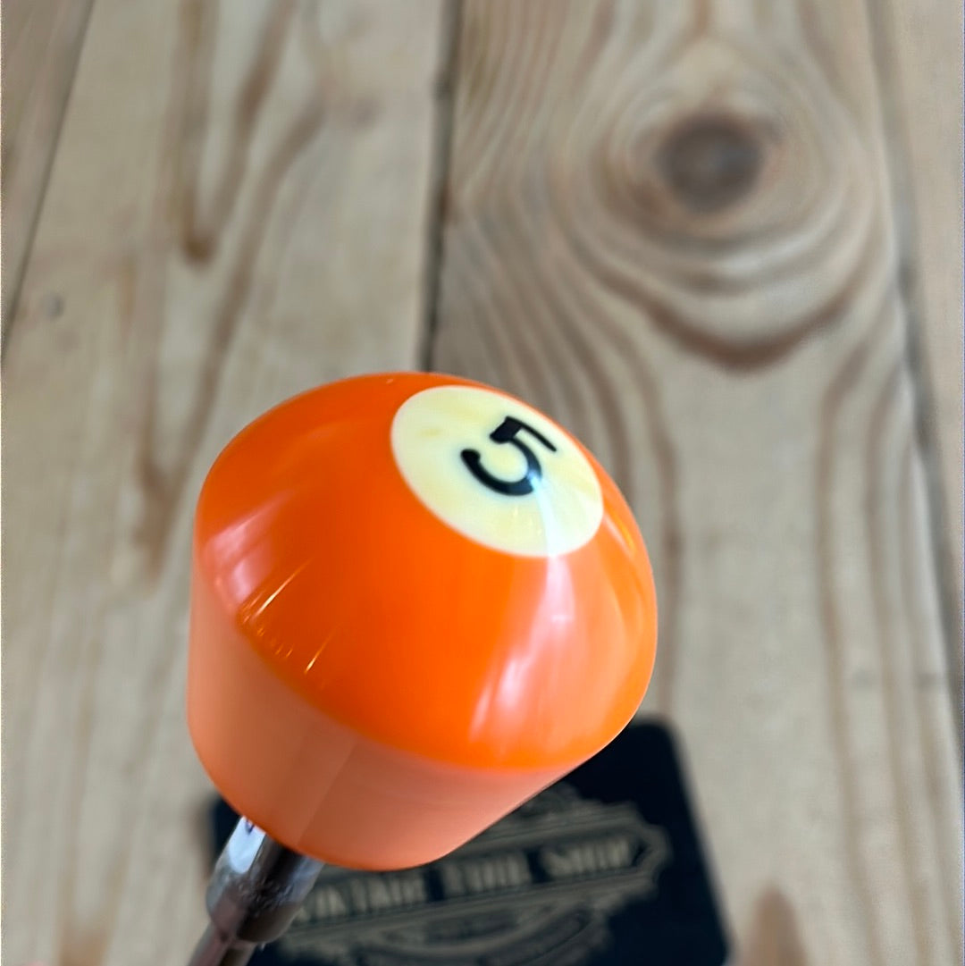 TR128 Repurposed neon Orange “5” POOL BALL awl by Tony Ralph