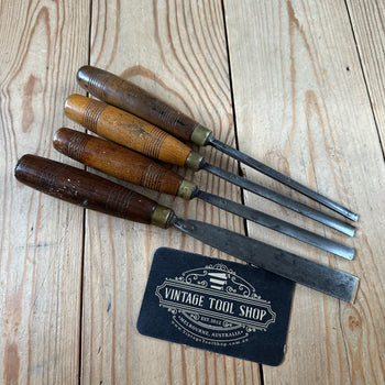 N1762 Vintage 4 x ADDIS Carving GOUGE CHISEL Set