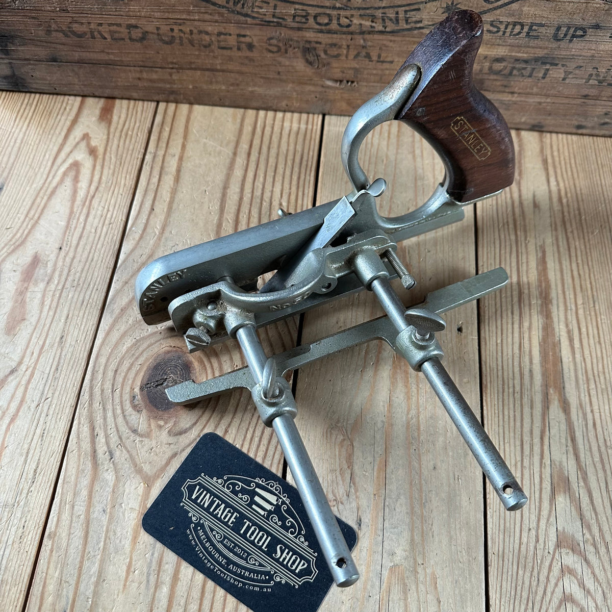 H2648 Vintage STANLEY England No.50 plough Plow PLANE Rosewood Handle 17 cutters