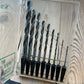 H2518 Vintage BOXED Set of 9 x CLEVELAND No:13 wood drill BITS brace BIT set