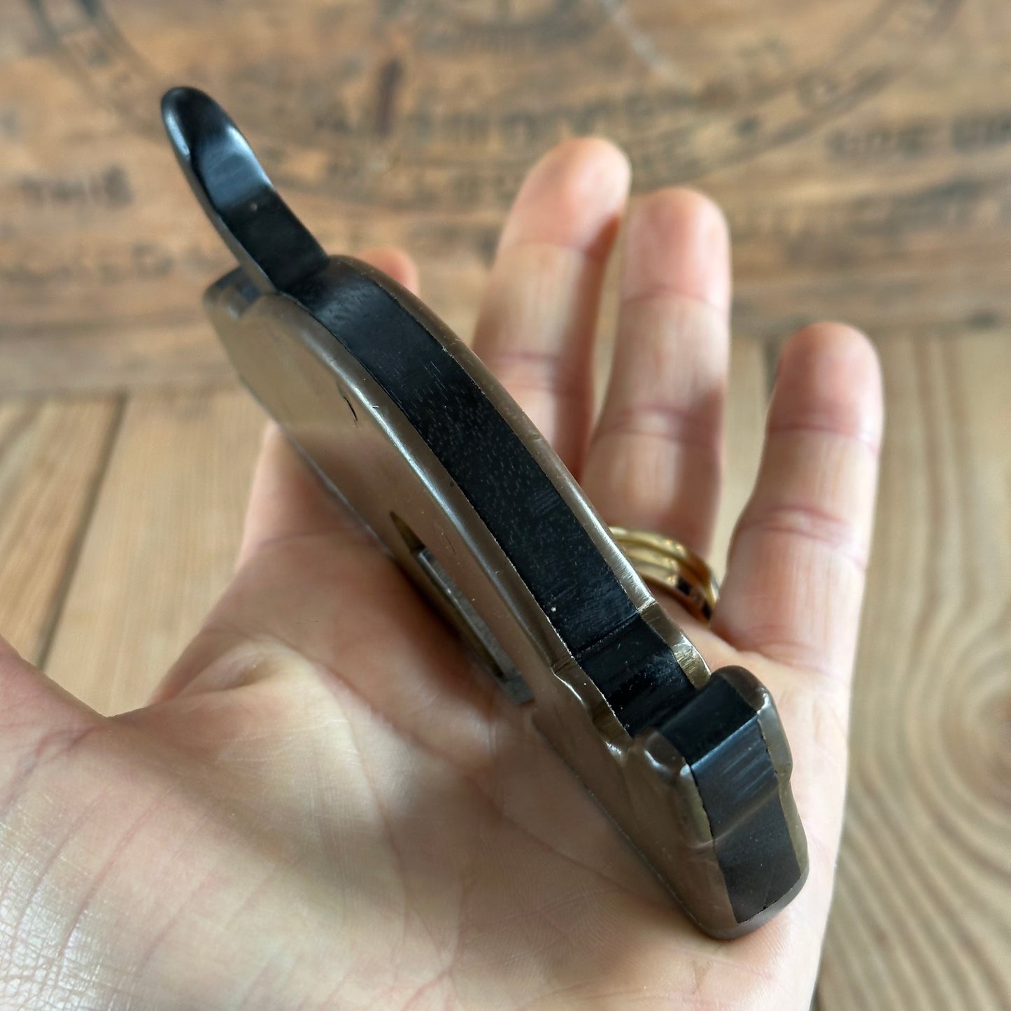 SOLD. D1966 CUTE! Antique small BRASS & EBONY INFILL Shoulder PLANE