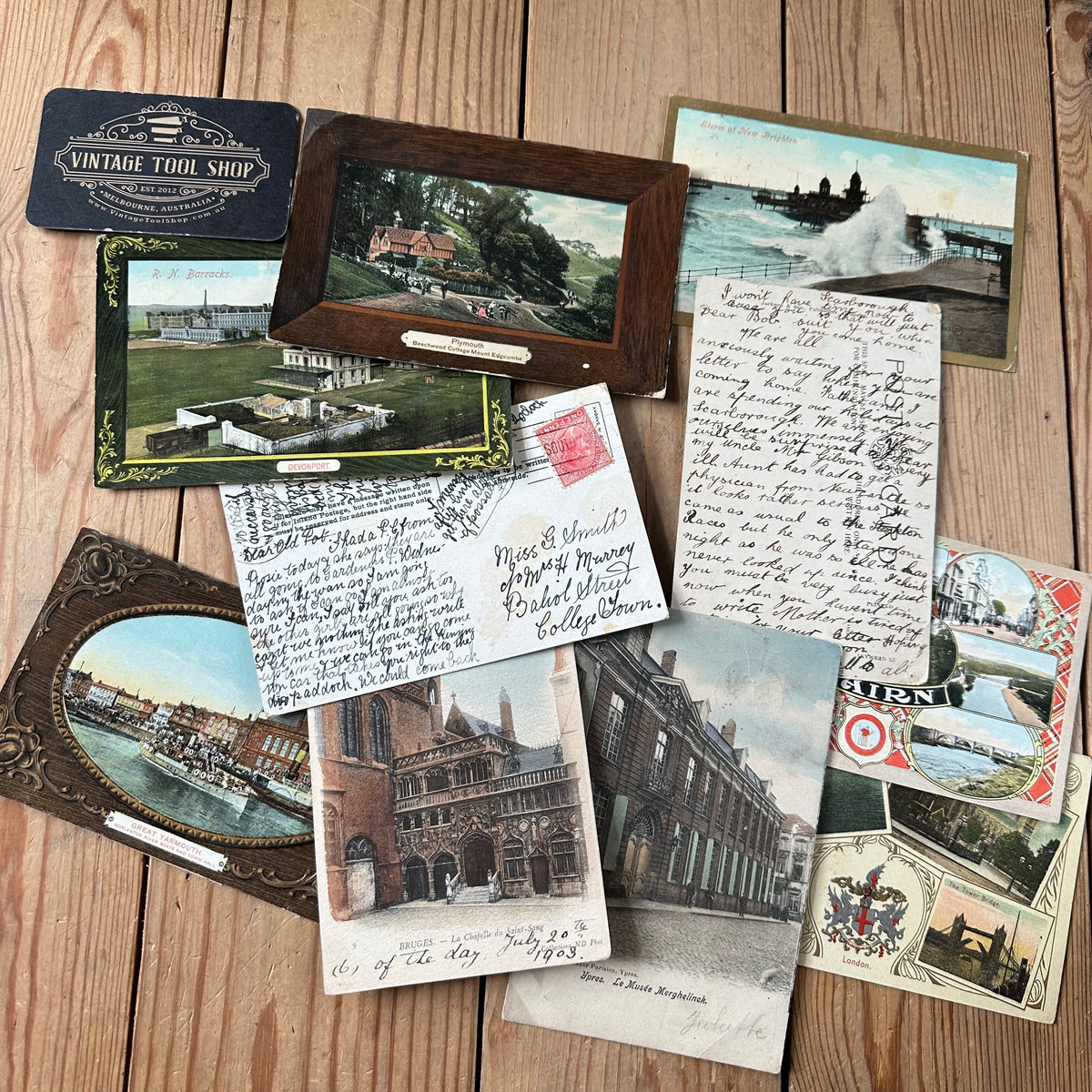 VD0-11 Vintage 10x ENGLISH POSTCARD series 1906-1912 stamps handwritten souvenir post cards junk journal diary collection