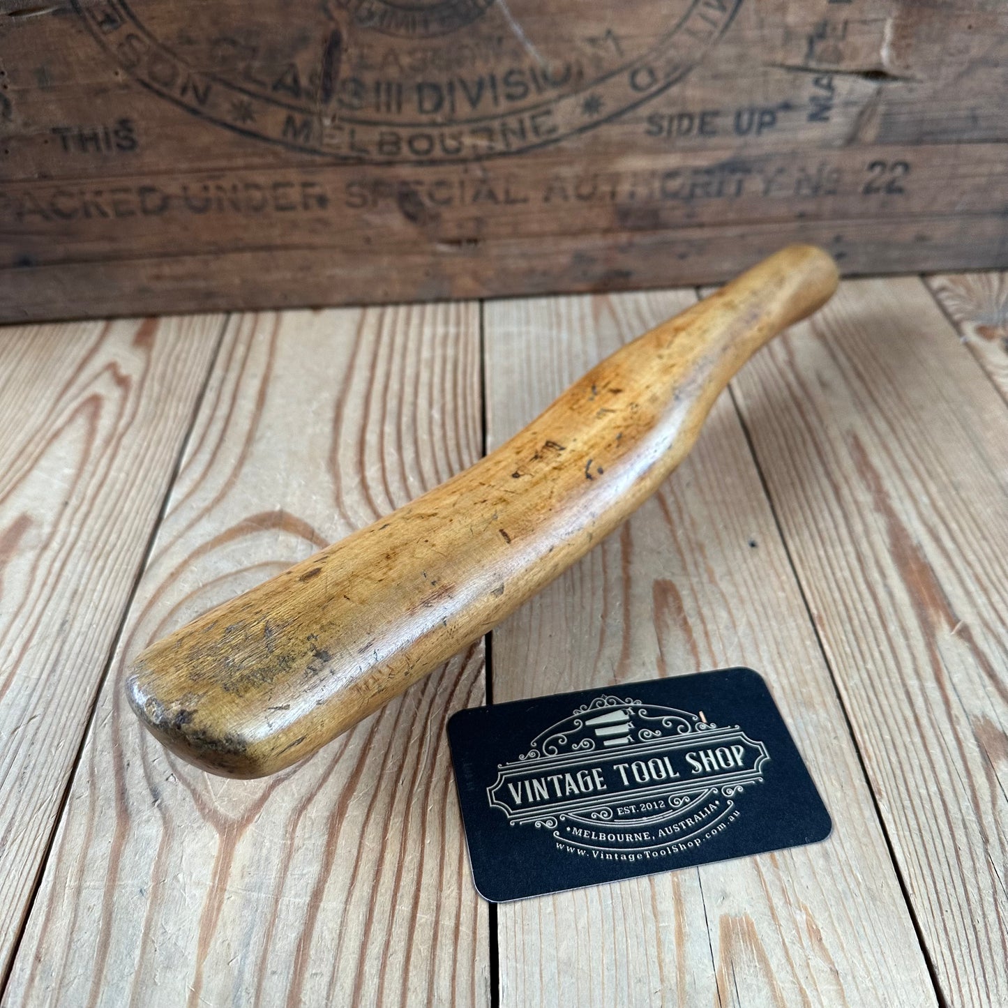H2454 Vintage BOXWOOD Lead DRESSING STICK plumbers mallet by MONUMENT London